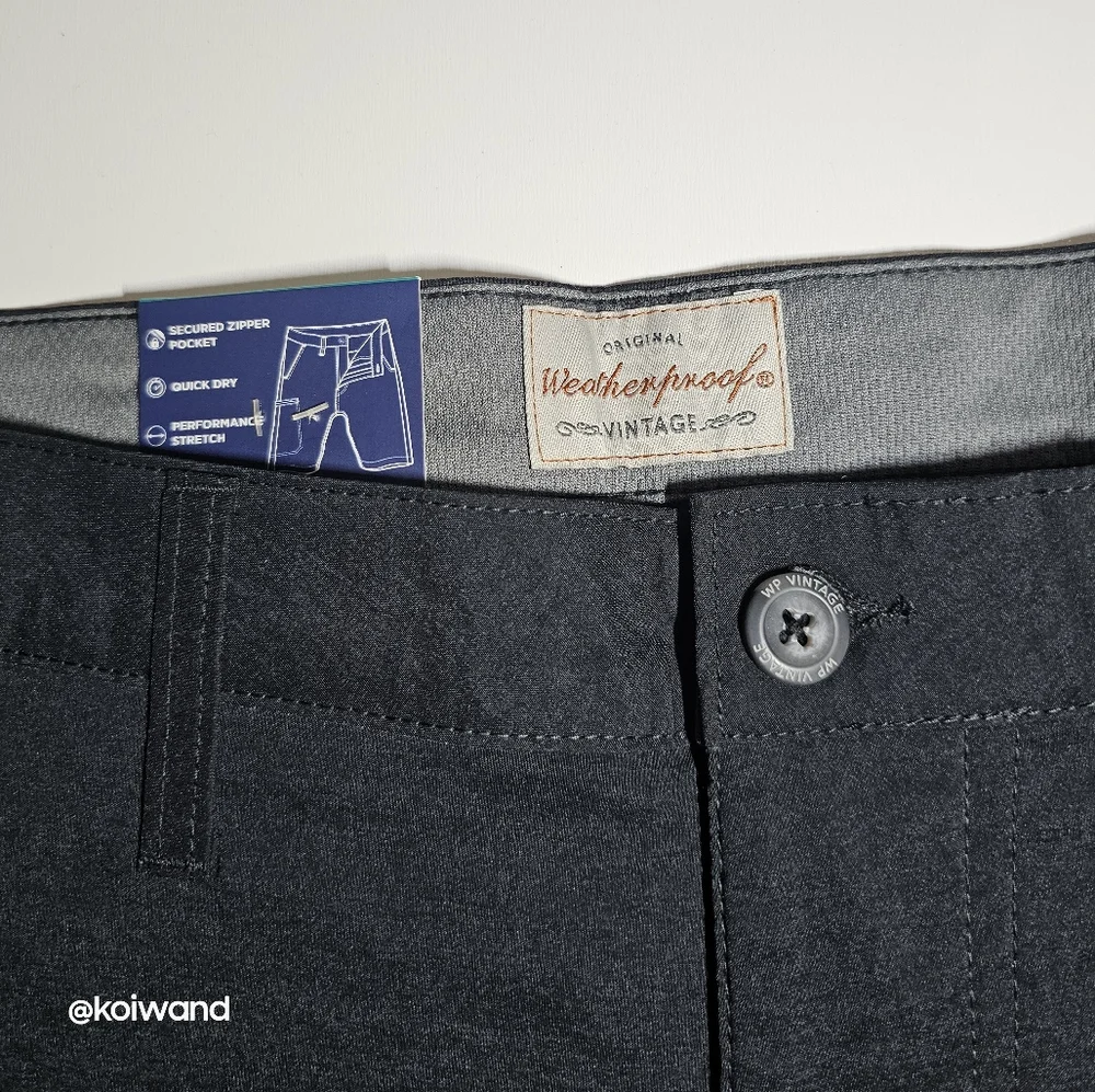 Weatherproof Vintage Men's Flat Front Gray Stretch Trail Short.